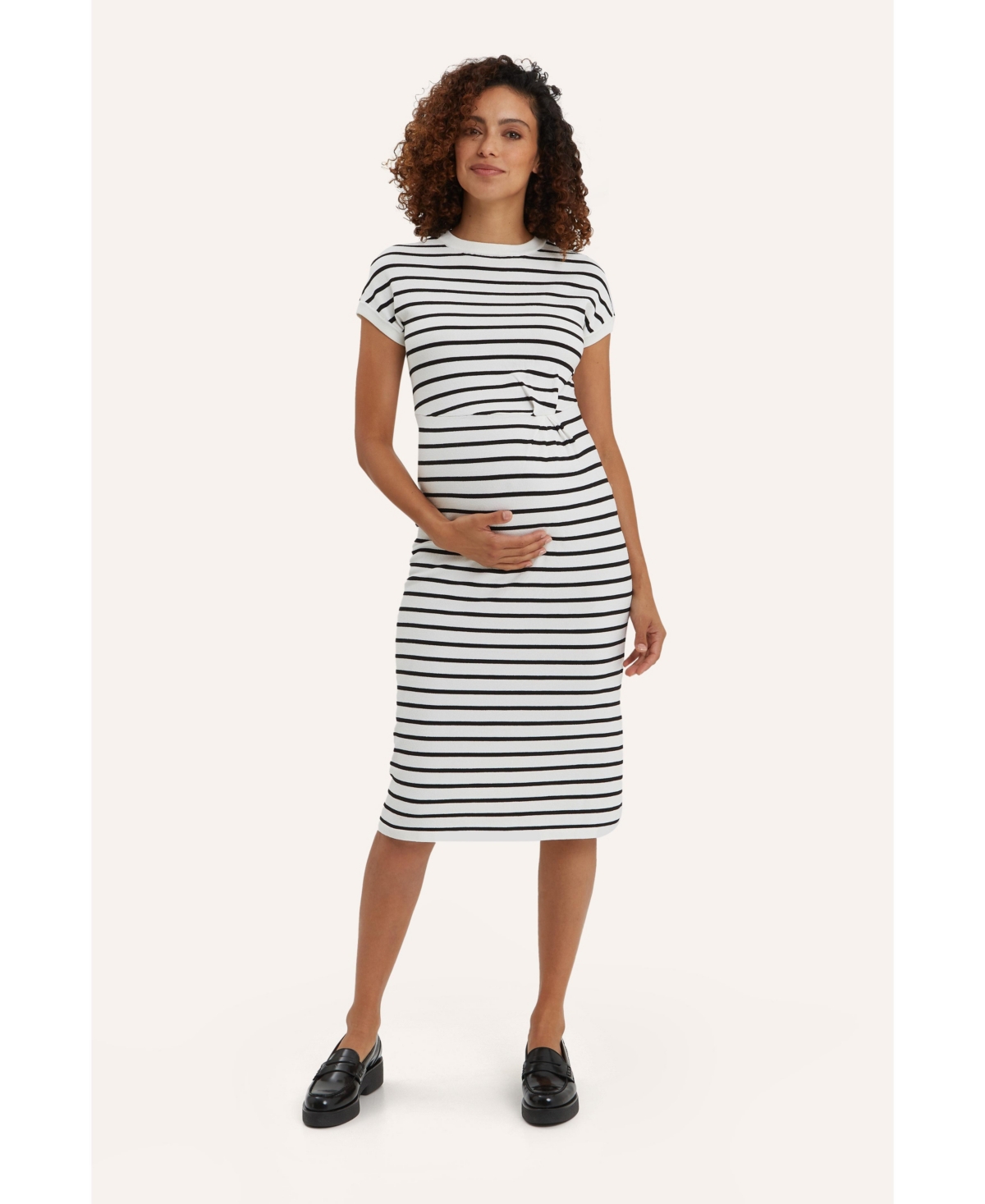 Maternity Lydia Dress - Black white stripe