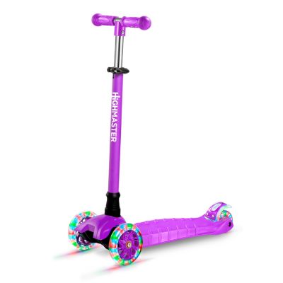 Mini 3-Wheel Kids Scooter with LED light-up wheels, 4-height adjustable handlebar, anti-slip deck & safety brake, for ages 2+, teal