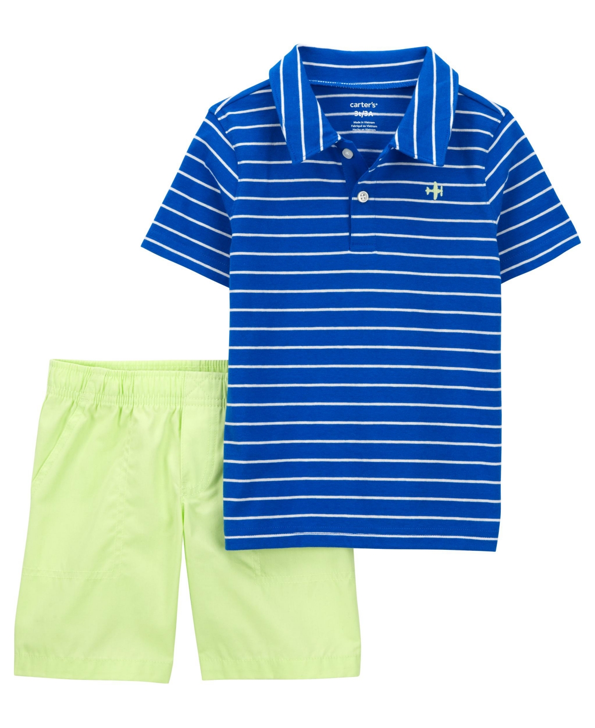 Carter's Babies' Toddler Boys Polo Shirt And Shorts, 2 Piece Set In Blue