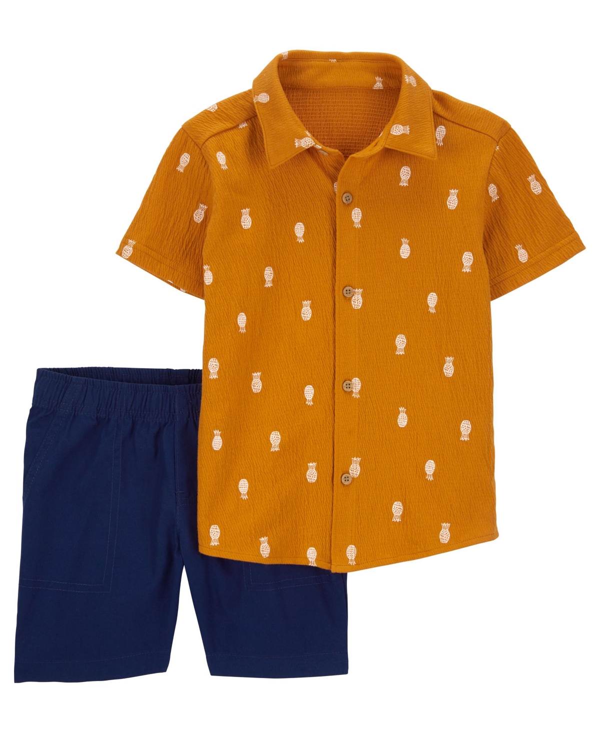 Shop Carter's Toddler Boys Pineapple Print Shirt And Canvas Shorts, 2 Piece Set In Yellow