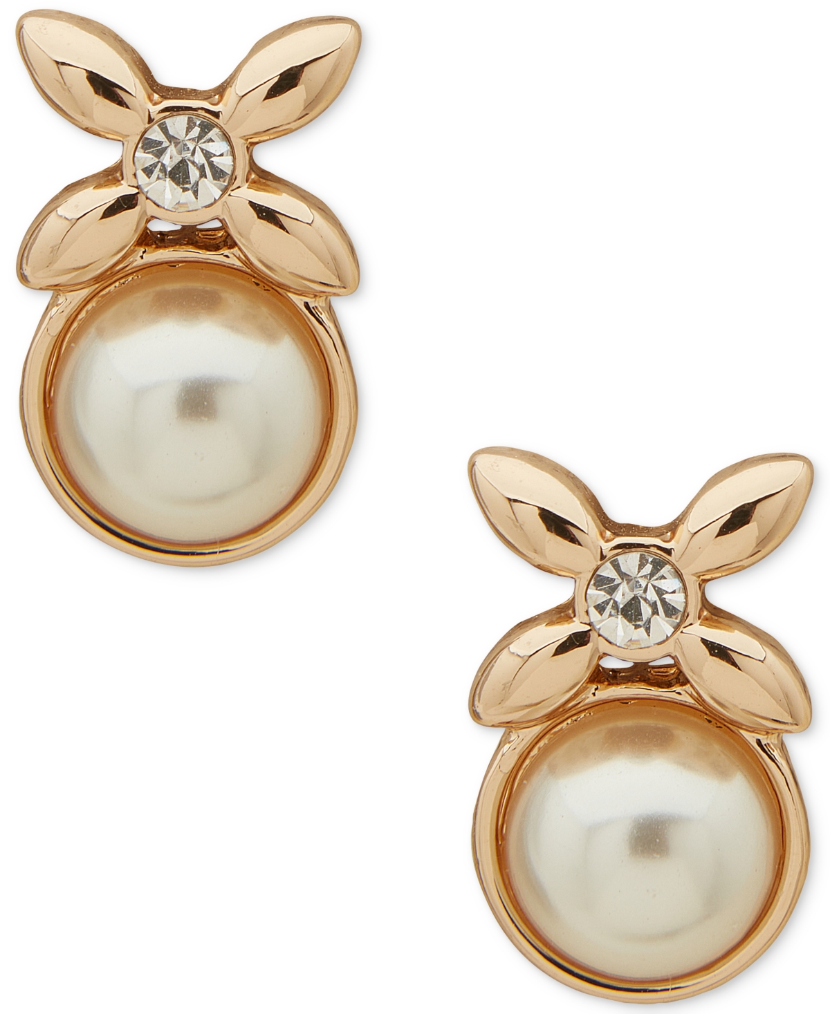 Shop Anne Klein Gold-tone Crystal Button Drop Earrings