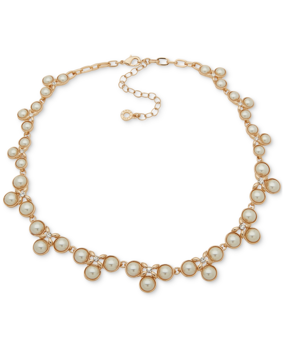Shop Anne Klein Gold-tone Beaded Fancy Collar Necklace, 16" + 3" Extender In Crystal