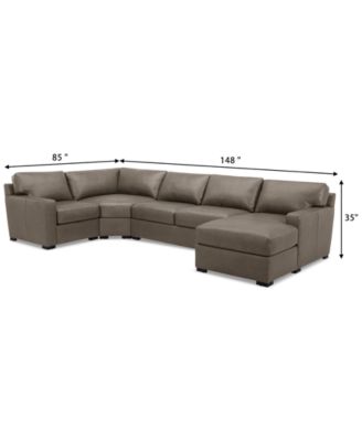 Radley 148" 4-Pc. Leather Wedge Modular Chaise Sectional