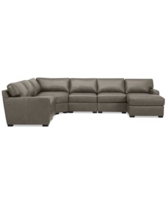 Radley 141" 6-Pc. Leather Wedge Modular Chaise Sectional