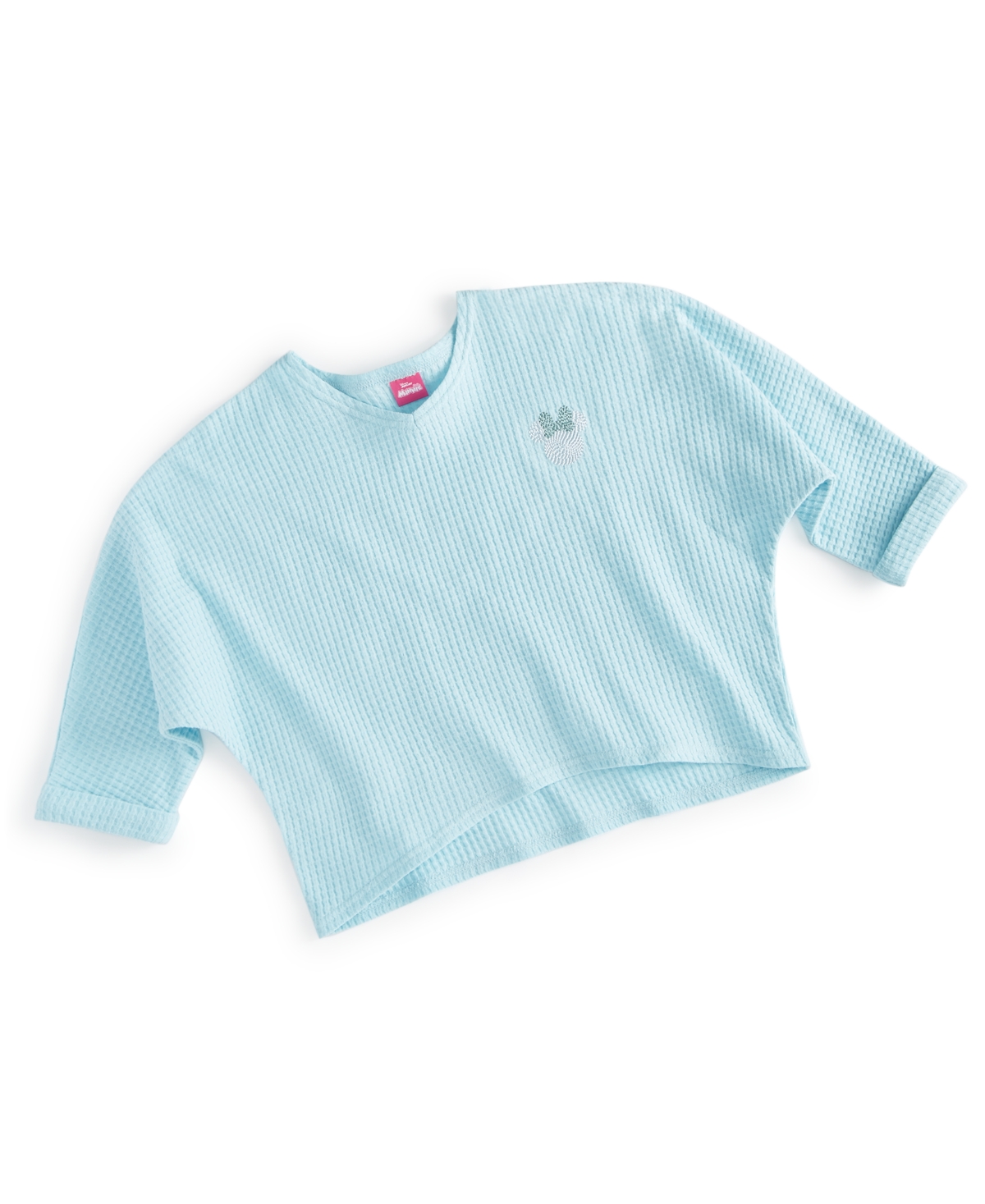 Shop Disney Toddler & Little Girls Minnie Mouse Oversized Embroidered V-neck Sweatshirt In Blue