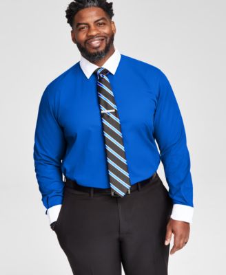 Tayion Collection - Men's Slim-Fit White Trim Solid Dress Shirt