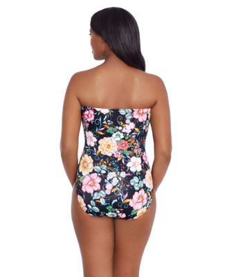 Women's Side Shirred Bandeau One-Piece Swimsuit