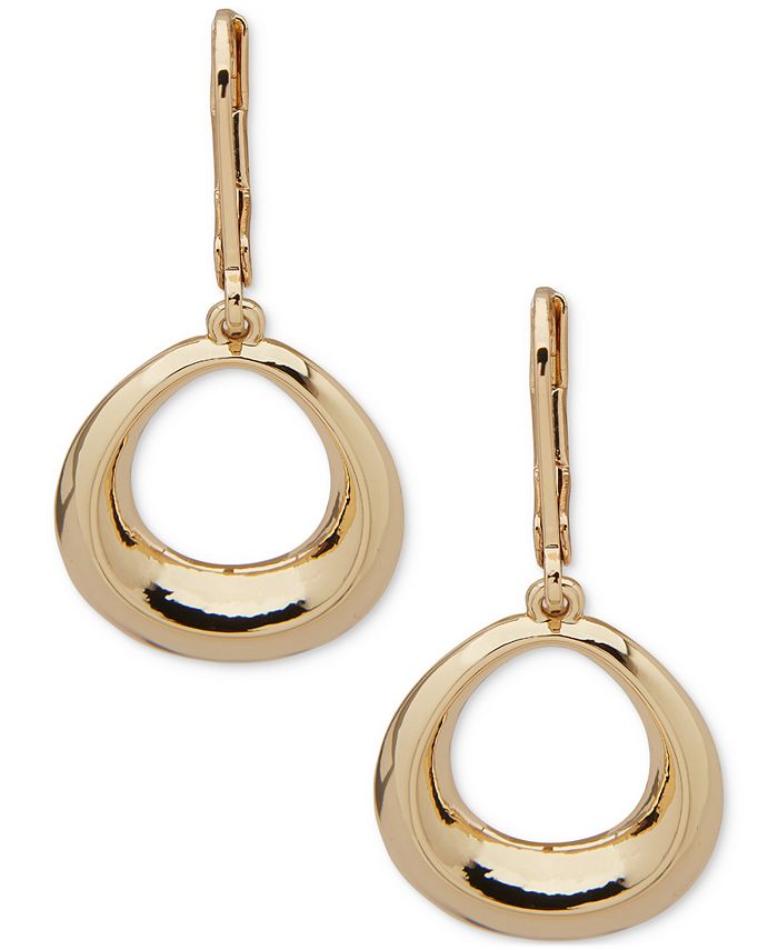 Anne Klein Gold-Tone Bevel Open Oval Drop Earrings - Macy's