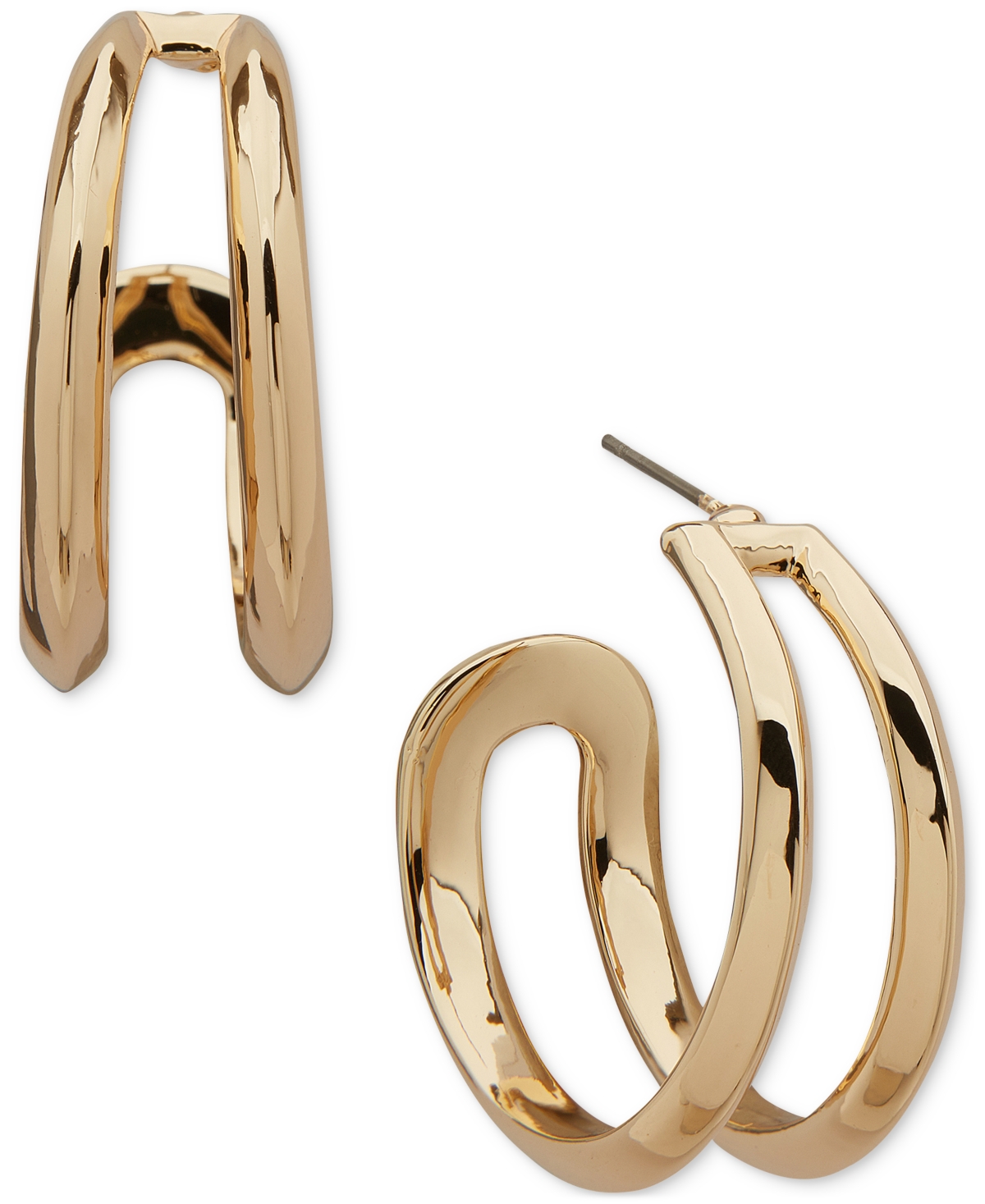 Shop Anne Klein Gold-tone Medium Double-row C-hoop Earrings, 1.2"