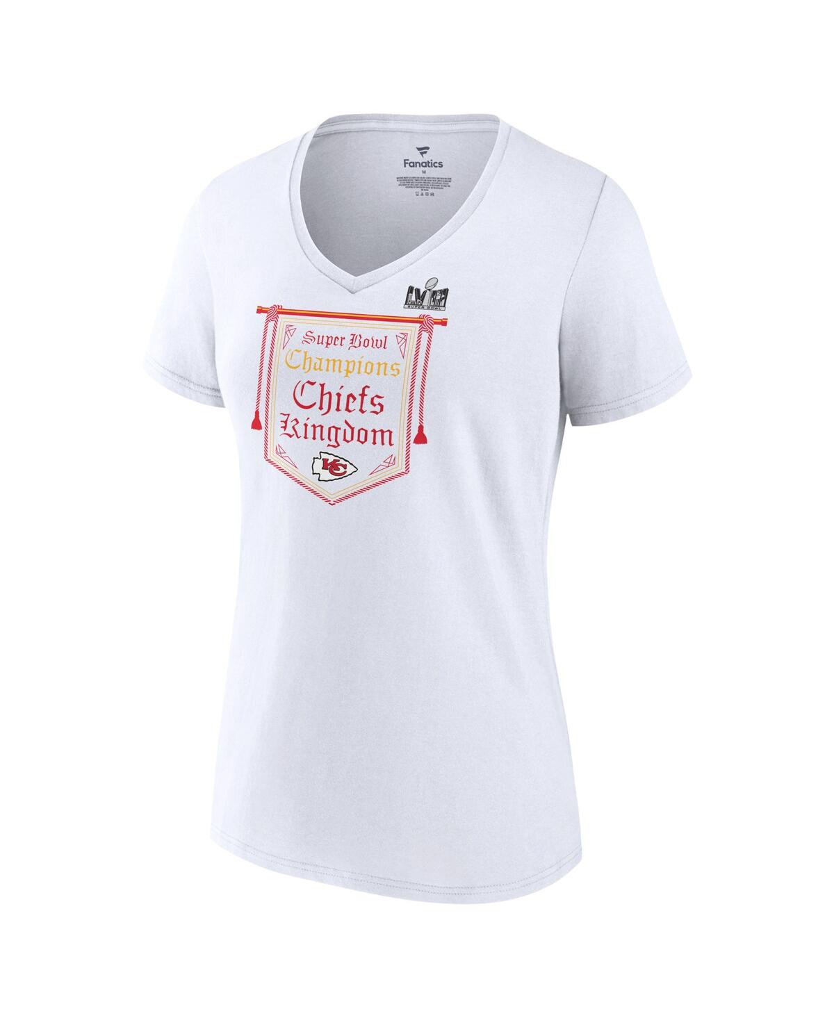 Women's FanaticsKansas City Chiefs Super Bowl Lviii Champions On Top V-Neck T-shirt - White