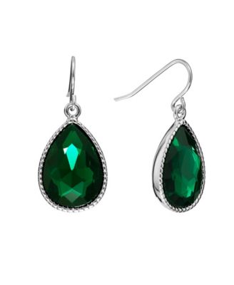Pear Shape Crystal Drop Earrings (7/25 ct. t.w.) in Fine Silver Plated Brass