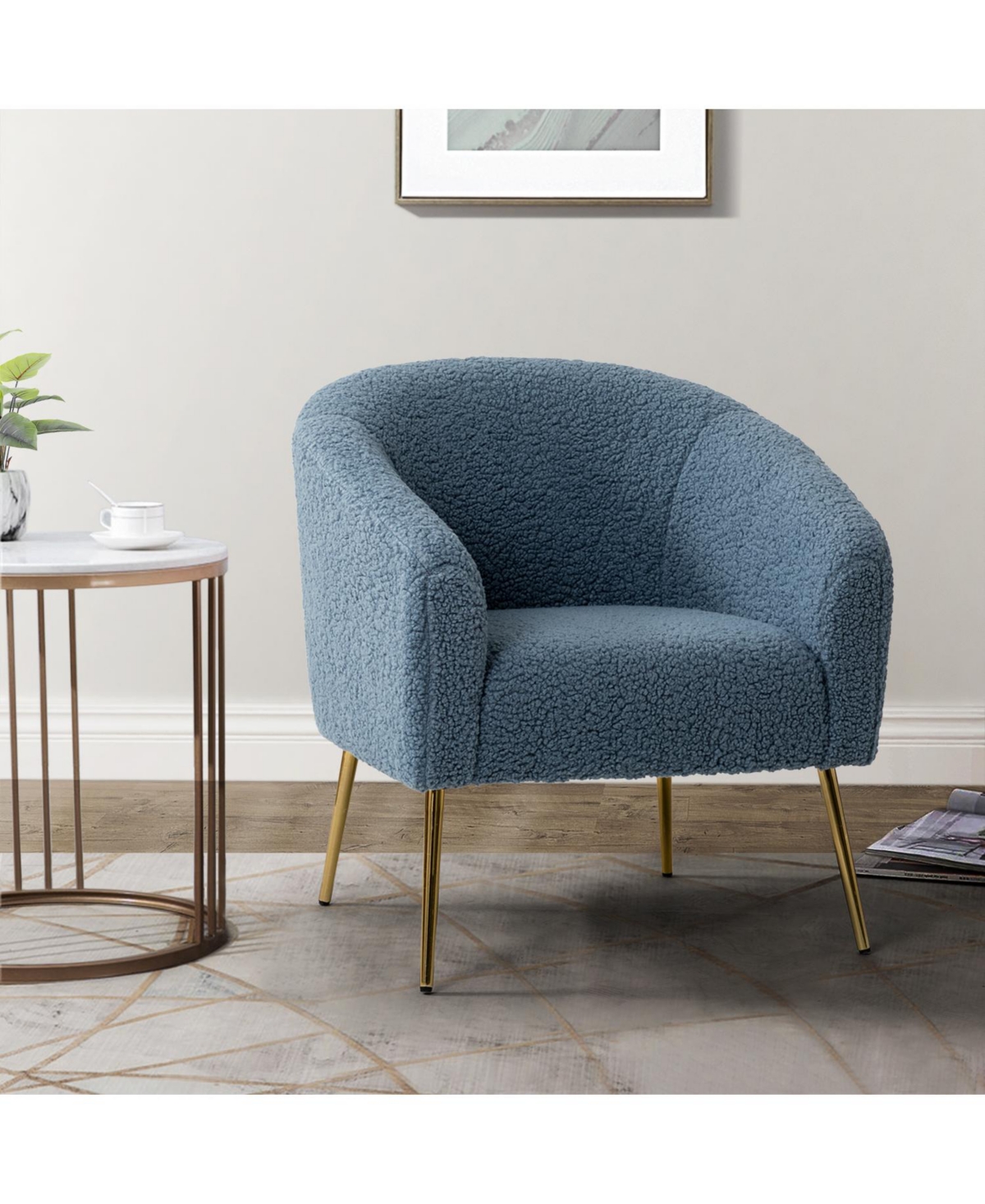 Hulala Home Rovigo Contemporary Barrel Chair with Metal Legs