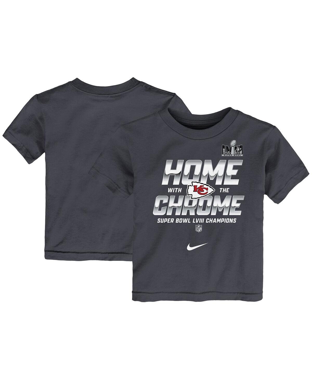 Shop Nike Toddler Boys And Girls  Anthracite Kansas City Chiefs Super Bowl Lviii Champions Parade T-shirt