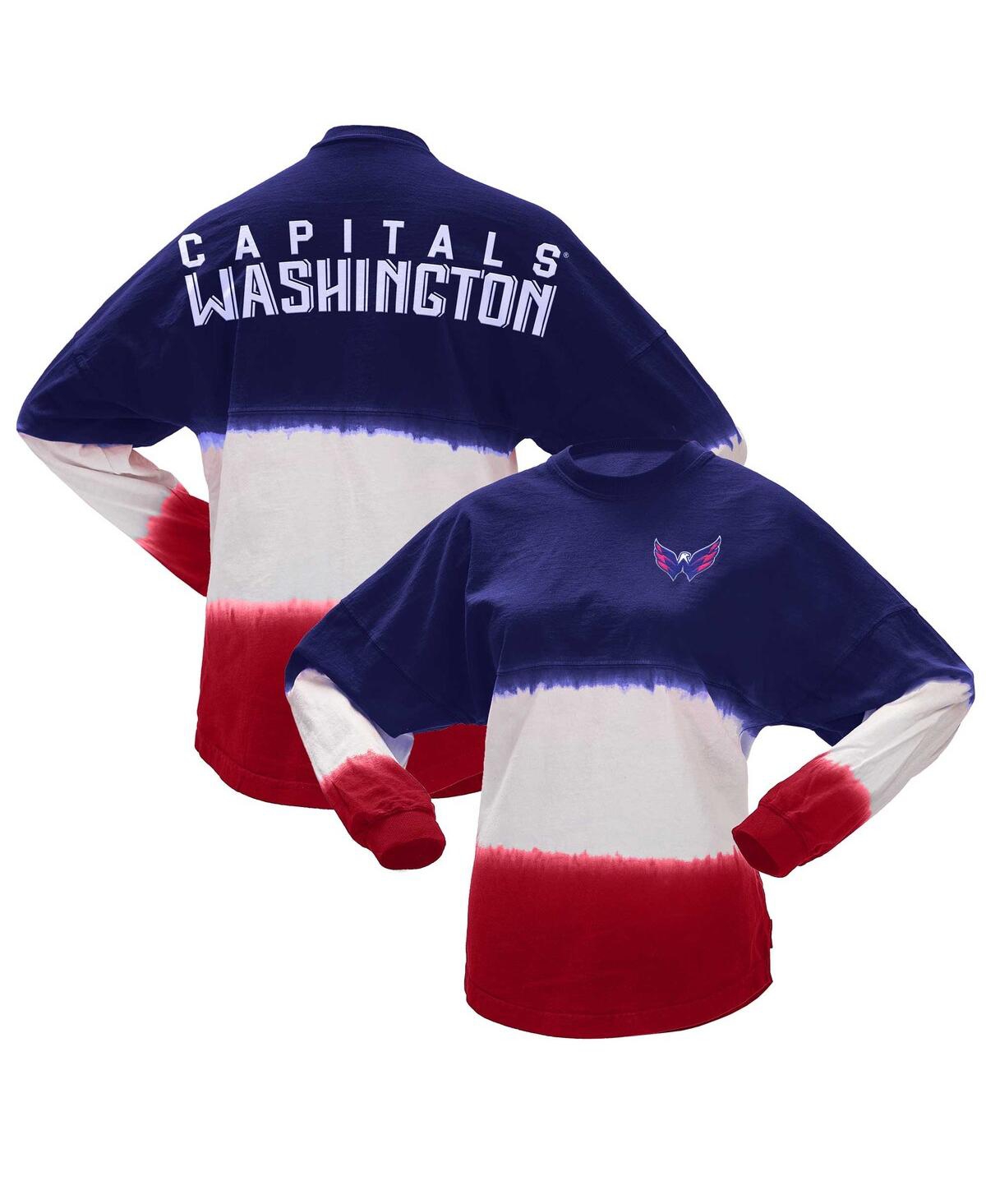 Shop Spirit Jersey Women's  Navy, Red Washington Capitals Ombre Long Sleeve T-shirt In Navy,red