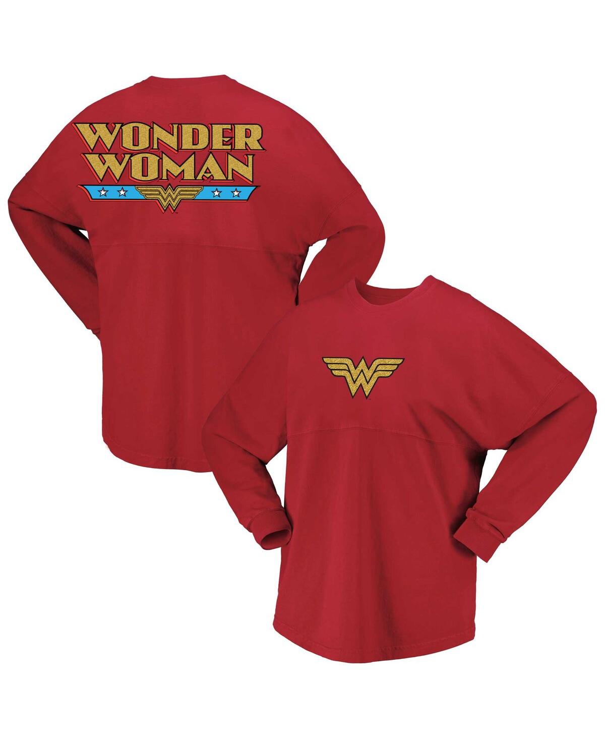 Shop Spirit Jersey Women's Red Wonder Woman Original Long Sleeve T-shirt