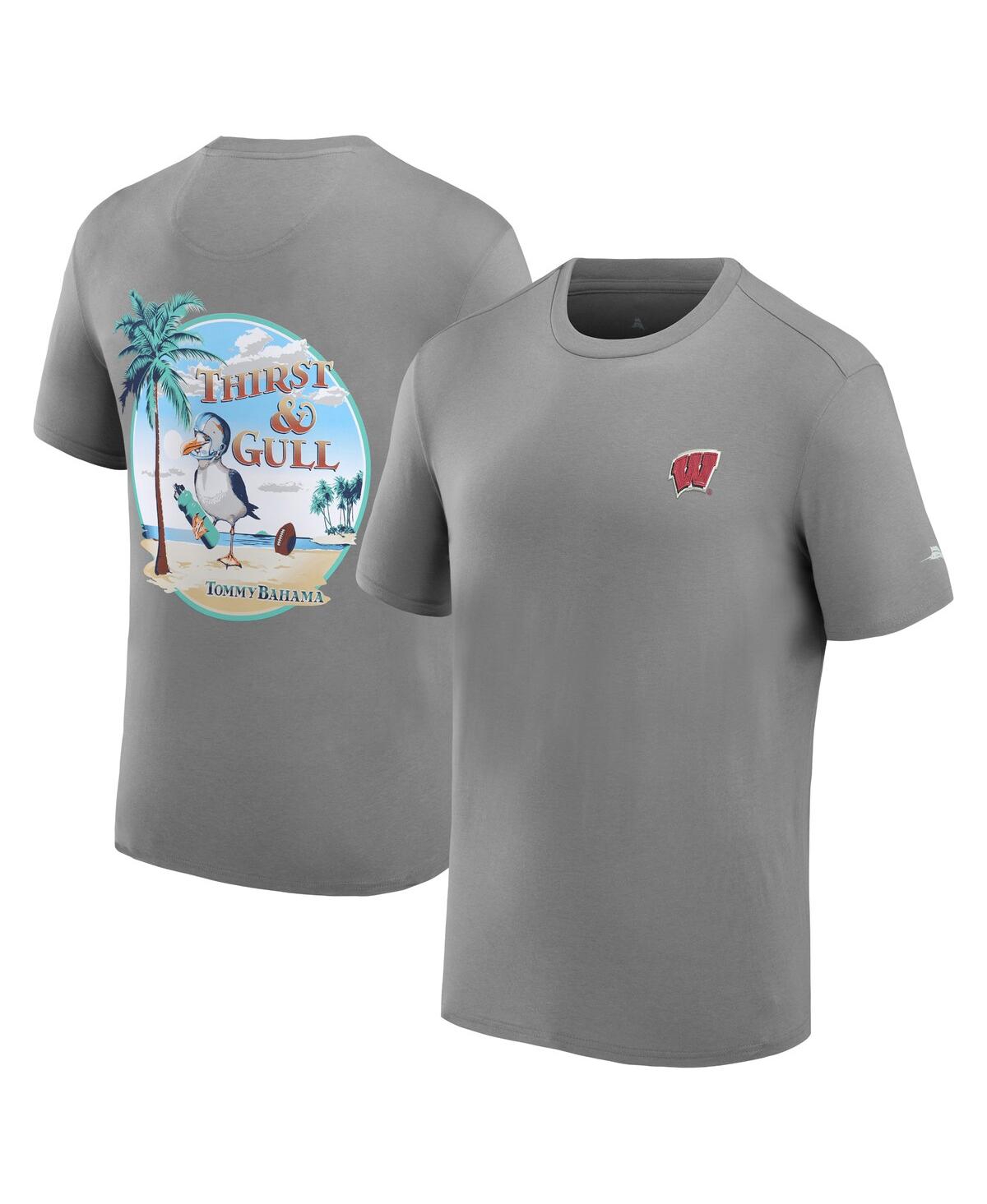 Shop Tommy Bahama Men's  Gray Wisconsin Badgers Thirst & Gull T-shirt