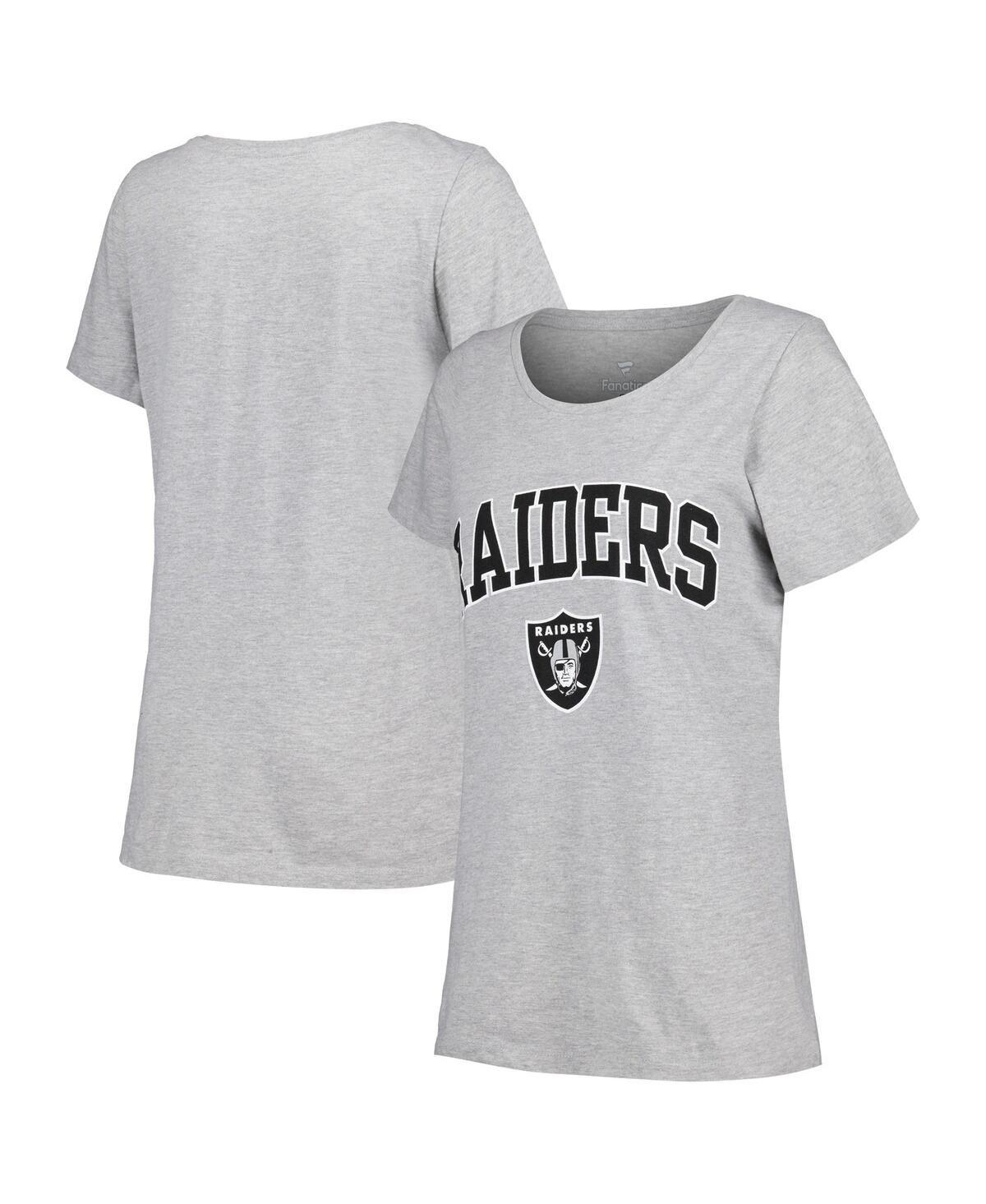 Shop Fanatics Women's  Heather Gray Las Vegas Raiders Plus Size Arch Over Logo T-shirt