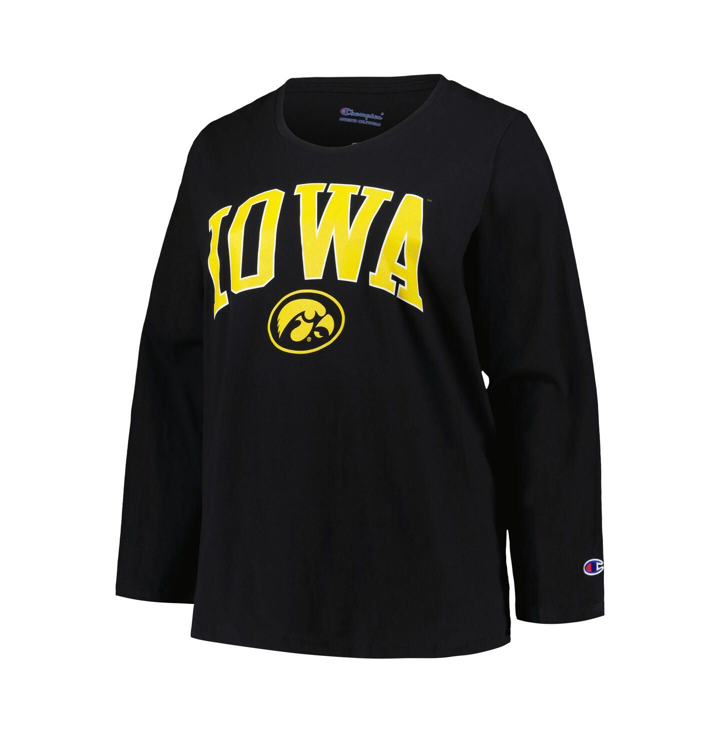 Женская футболка Profile Black Iowa Hawkeyes Plus Size Arch Over Logo Scoop Neck Long Sleeve — фото 3