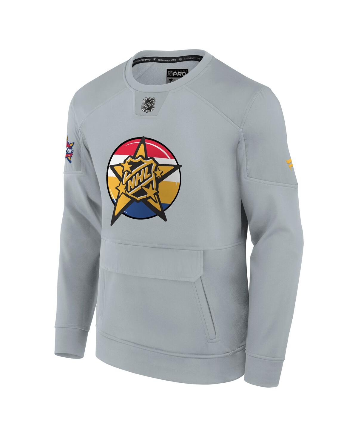 Shop Fanatics Men's  Gray 2024 Nhl All-star Game Authentic Pro Tech Fleece Pullover Sweatshirt