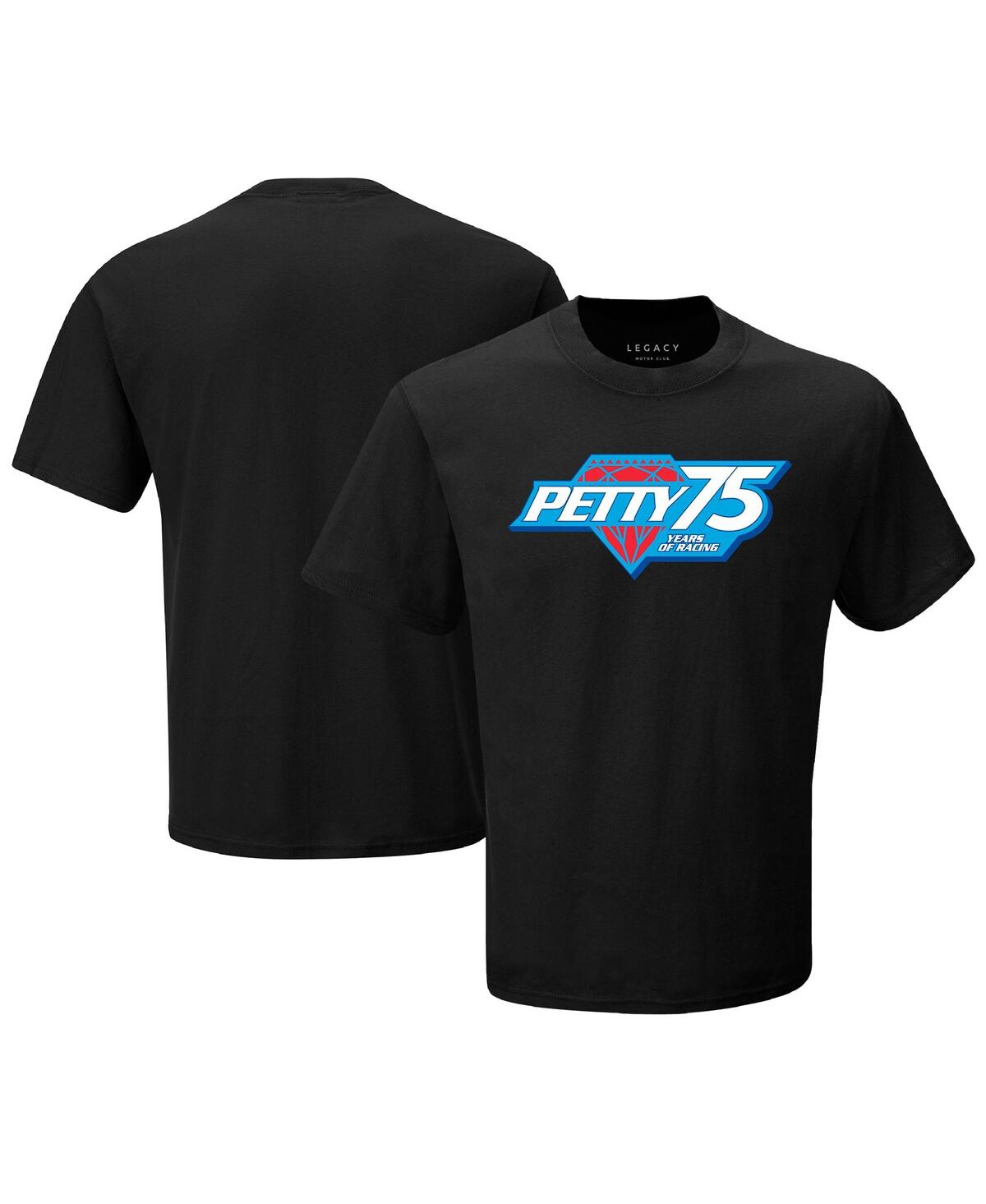 Men's Legacy Motor Club Team Collection Black Richard Petty 75th Anniversary Logo T-shirt - Black