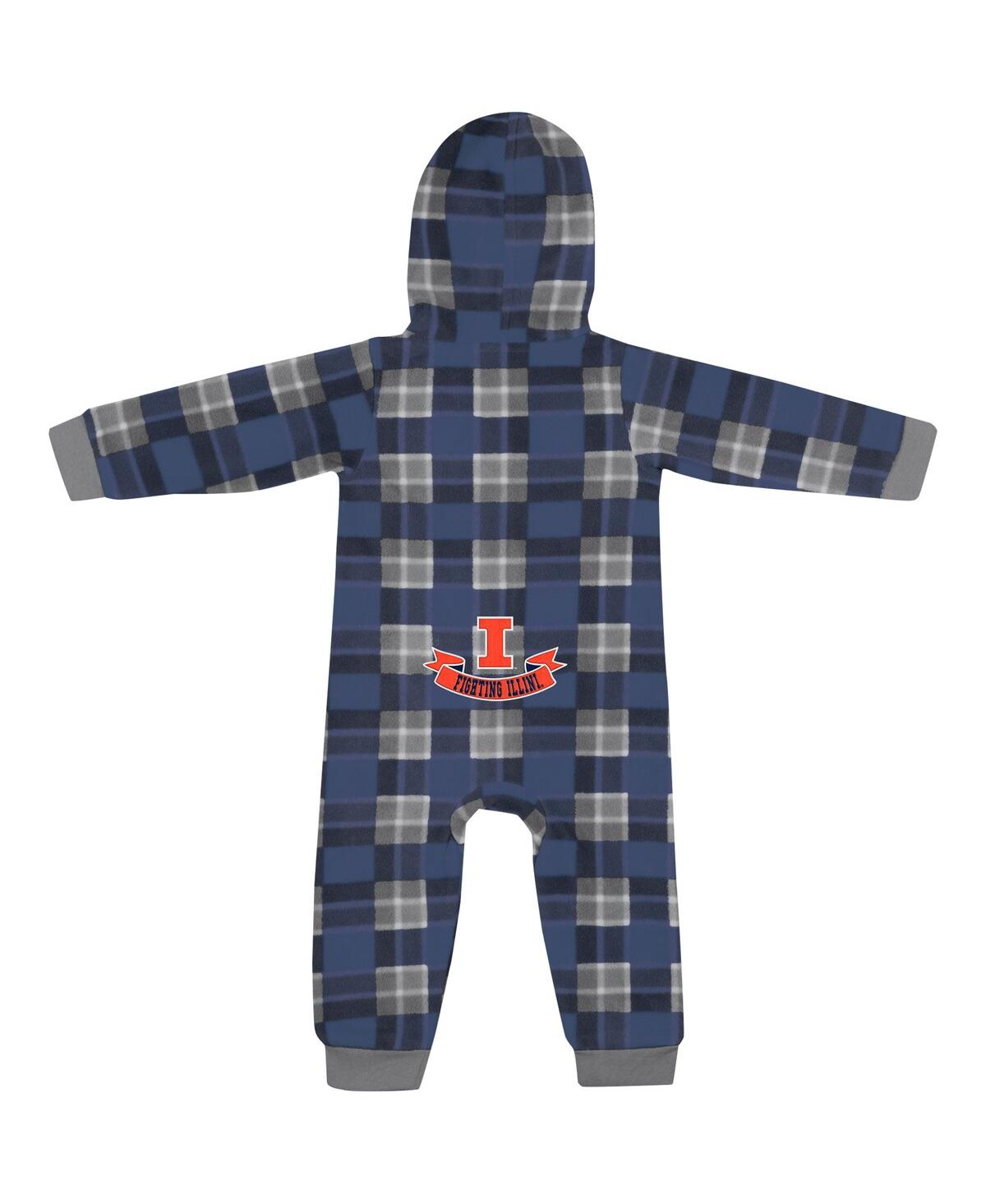 Shop Colosseum Baby Boys And Girls  Navy Illinois Fighting Illini Full-zip Plaid Hoodie Long Sleeve Jumper