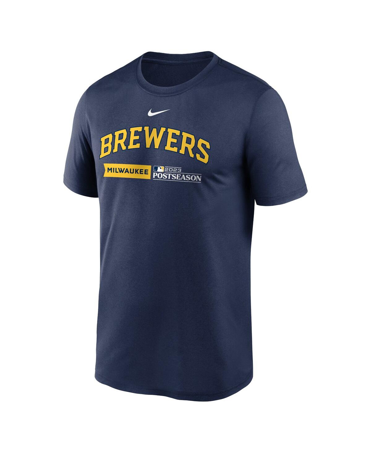 Men's NikeMilwaukee Brewers 2023 Postseason Authentic Collection Dugout T-shirt - Navy