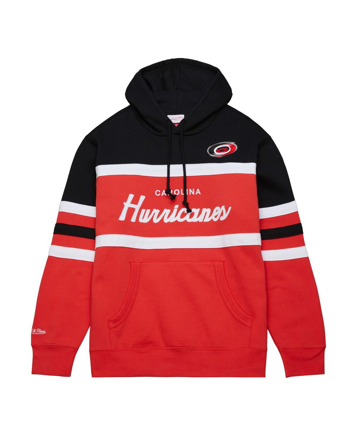 Mitchell & Ness Men's  Red, Black Carolina Hurricanes Head Coach Pullover Hoodie In Red,black