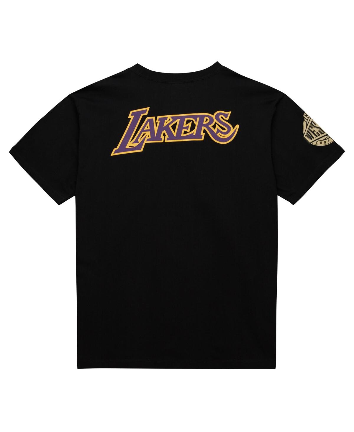 Men's Mitchell & NessDistressed Los Angeles Lakers Hardwood Classics Team Og 2.0 Premium Vintage-Like Logo T-shirt - Black
