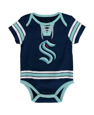 Baby Boys and Girls Deep Sea Blue Seattle Kraken Hockey Jersey Bodysuit