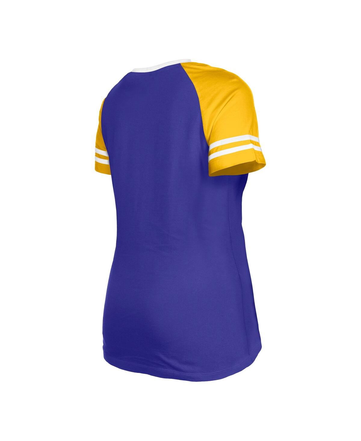 NEW ERA WOMEN'S NEW ERA PURPLE MINNESOTA VIKINGS RAGLAN LACE-UP T-SHIRT 