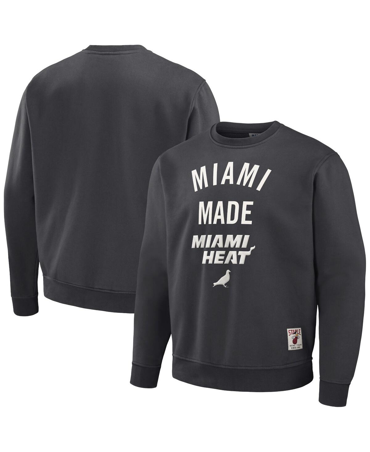 Shop Staple Men's Nba X  Anthracite Miami Heat Plush Pullover Sweatshirt