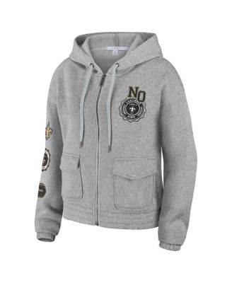 Women's Heather Gray New Orleans Saints Full-Zip Hoodie