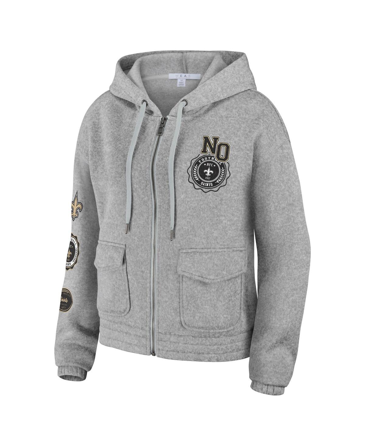 Wear By Erin Andrews Heather Gray New Orleans Saints Full-zip Hoodie In Heather Gray