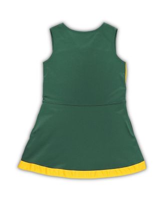 Little Girls Green Green Bay Packers Two-Piece Cheer Captain Jumper Dress with Bloomers Set