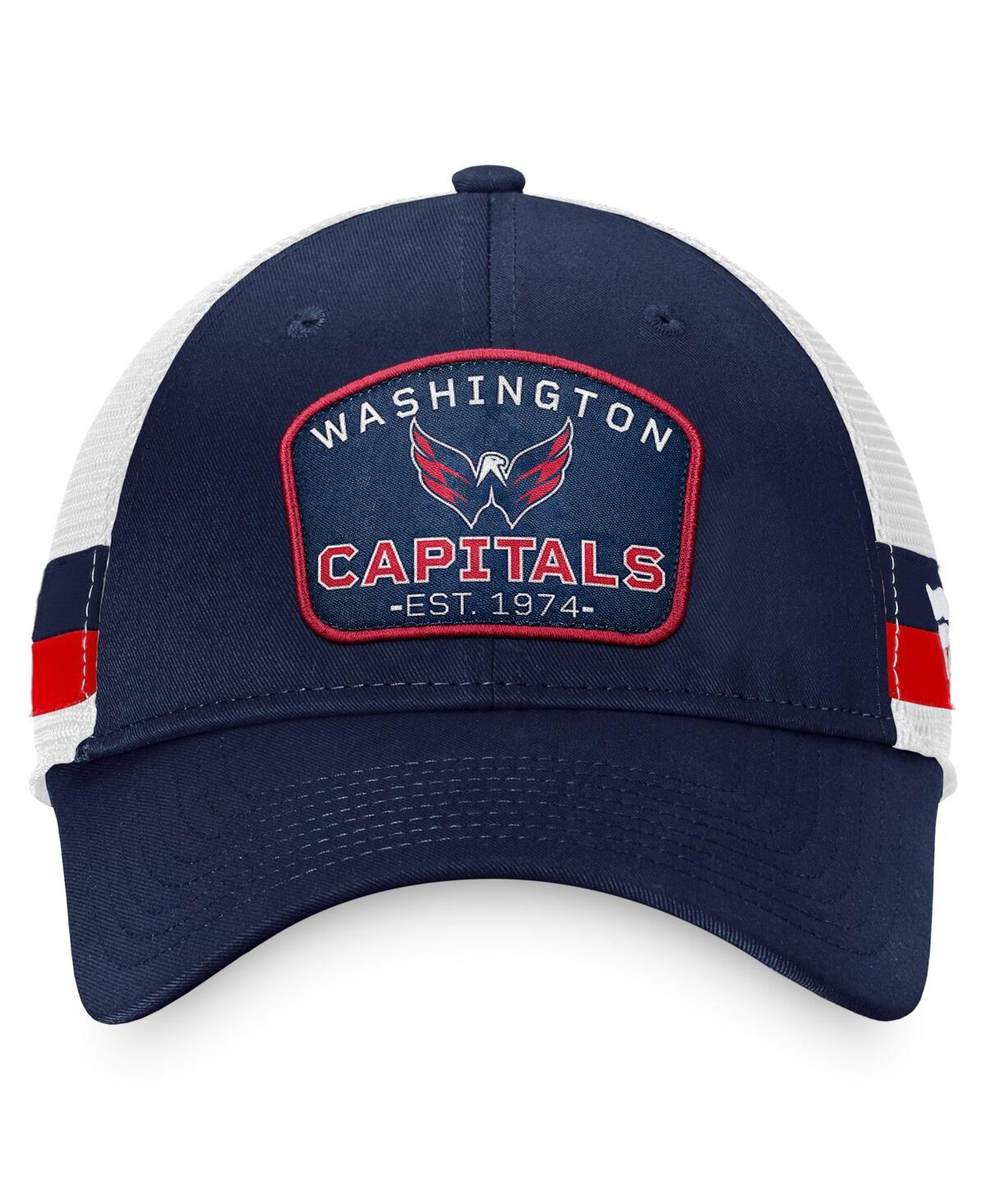 Fanatics Branded Navy/white Montreal Canadiens Fundamental Striped Trucker Adjustable Hat In Navy,white