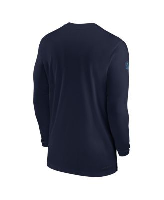 Men's Navy Tennessee Titans Sideline Coach Performance Long Sleeve T-shirt