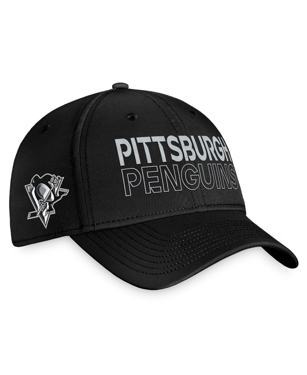 Shop Fanatics Men's  Black Pittsburgh Penguins Authentic Pro Road Flex Hat