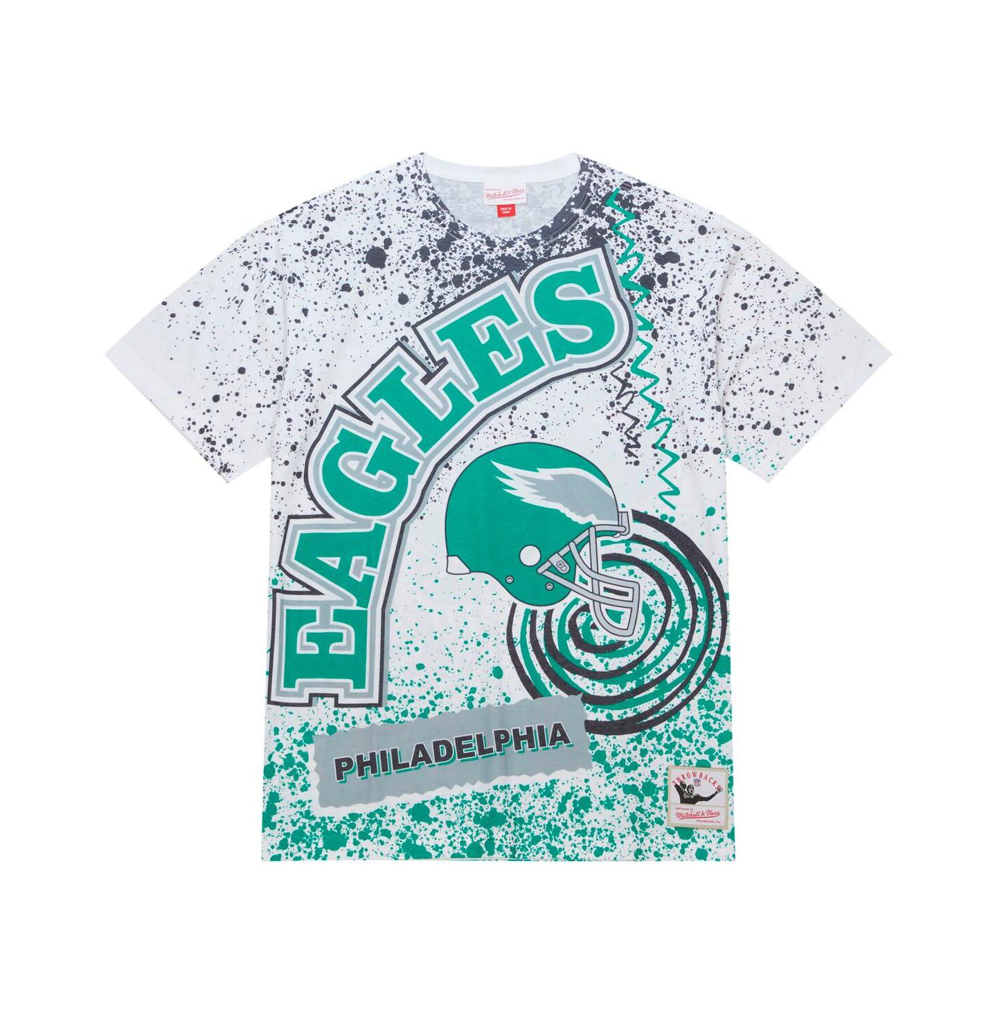 Мужская футболка Mitchell & Ness White Philadelphia Eagles Big and Tall Allover Print — фото 2