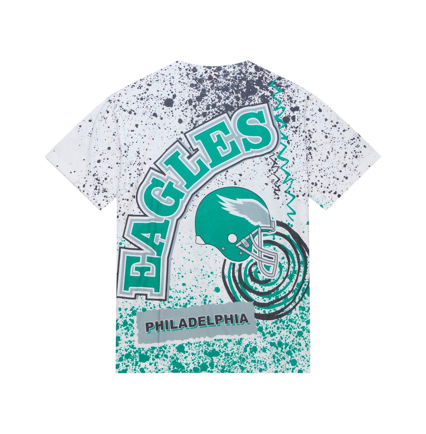 Мужская футболка Mitchell & Ness White Philadelphia Eagles Big and Tall Allover Print — фото 3