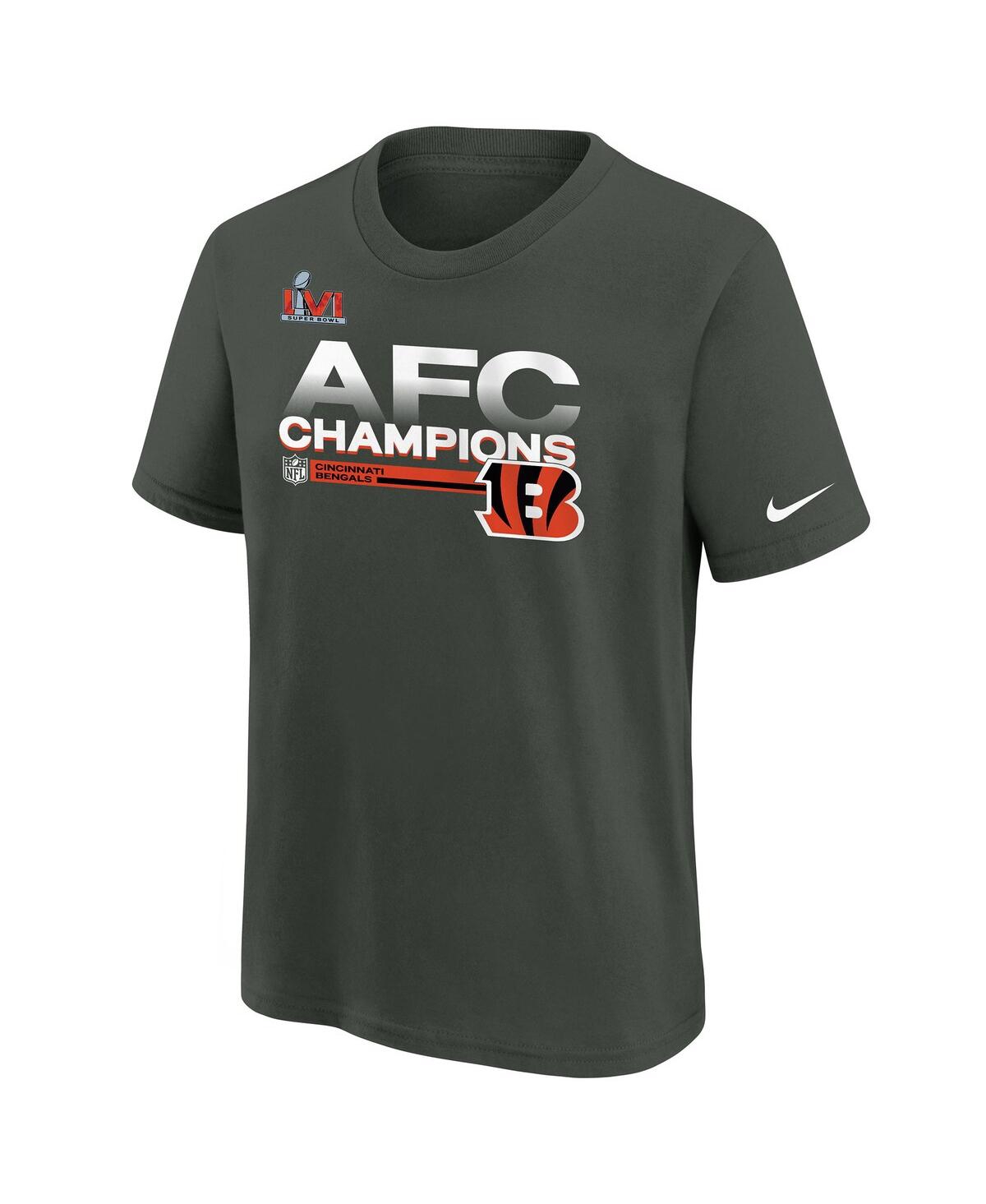 Nike Big Boys  Anthracite Cincinnati Bengals 2021 Afc Champions Locker Room Trophy Collection T-shirt In Anthracite