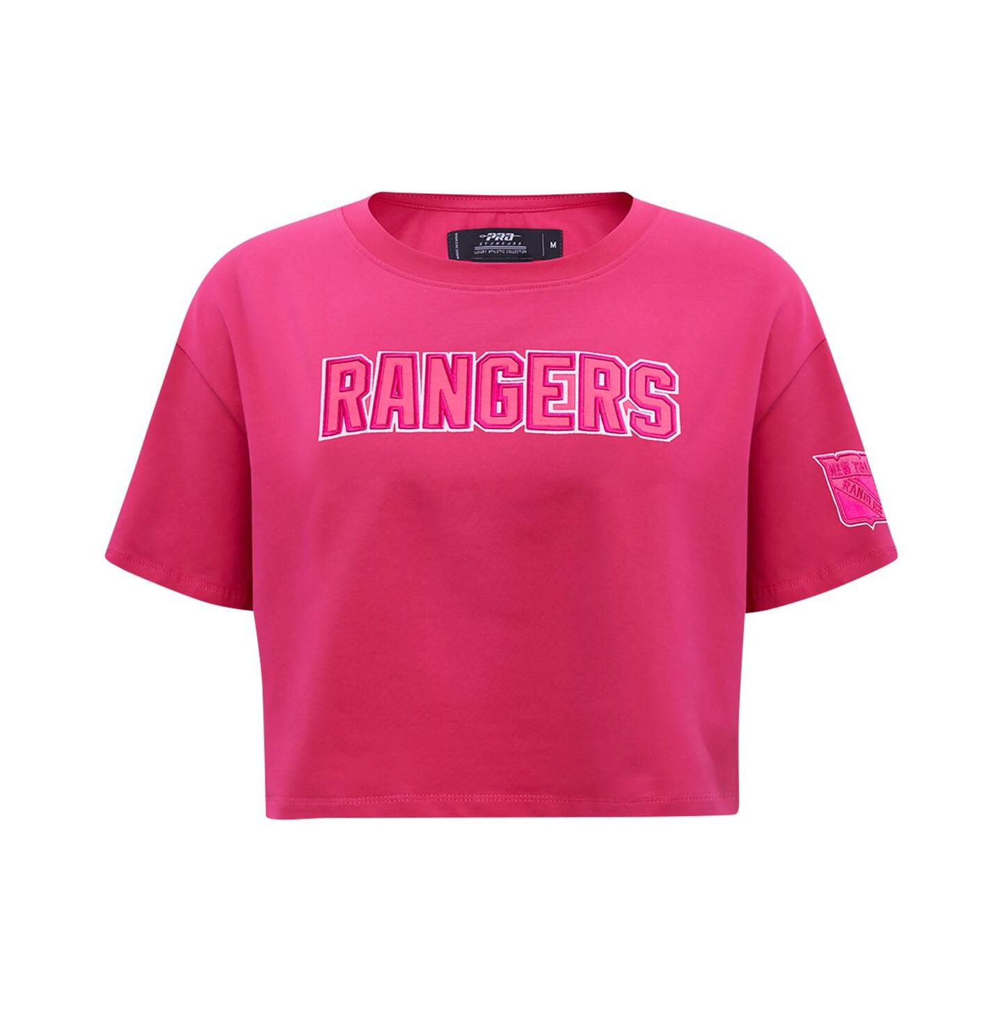 Женская футболка Pro Standard New York Rangers Triple Pink Cropped Boxy — фото 2