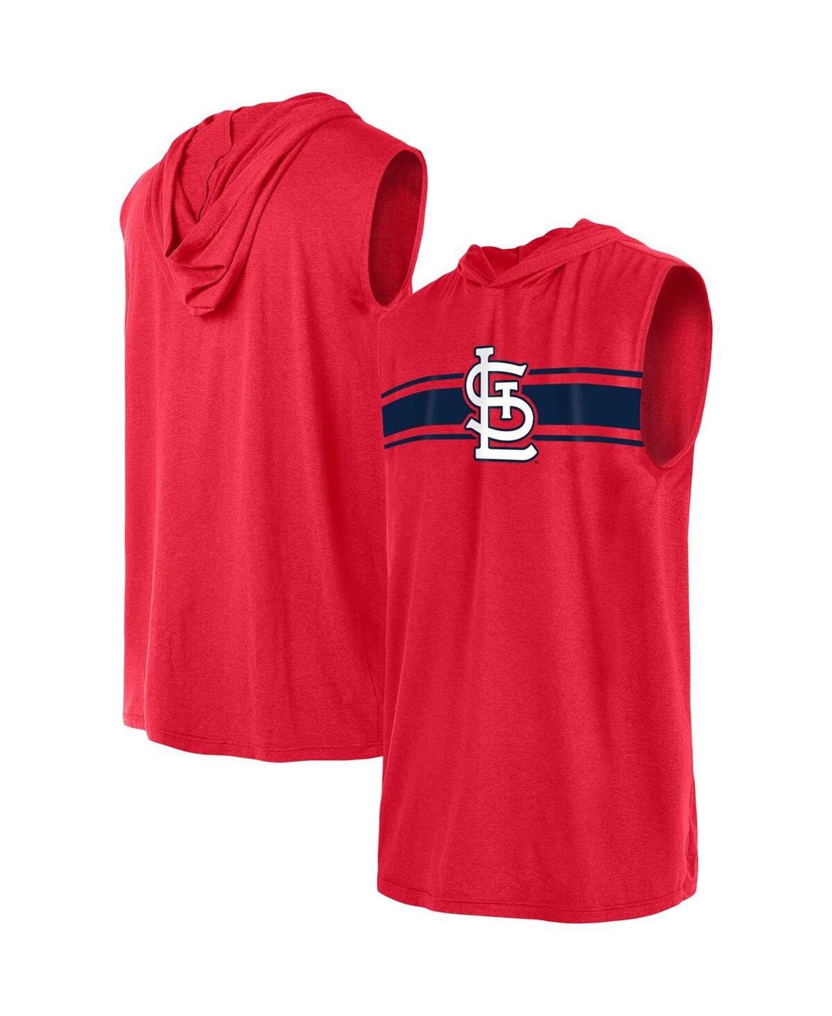 Shop New Era Men's  Red St. Louis Cardinals Sleeveless Pullover Hoodie