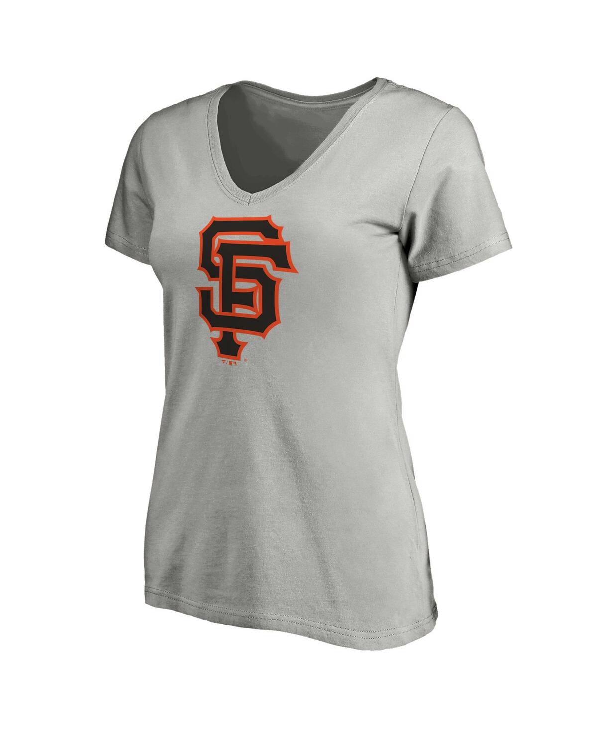 Women's FanaticsSan Francisco Giants Core Official Logo V-Neck T-shirt - Heathered Gray