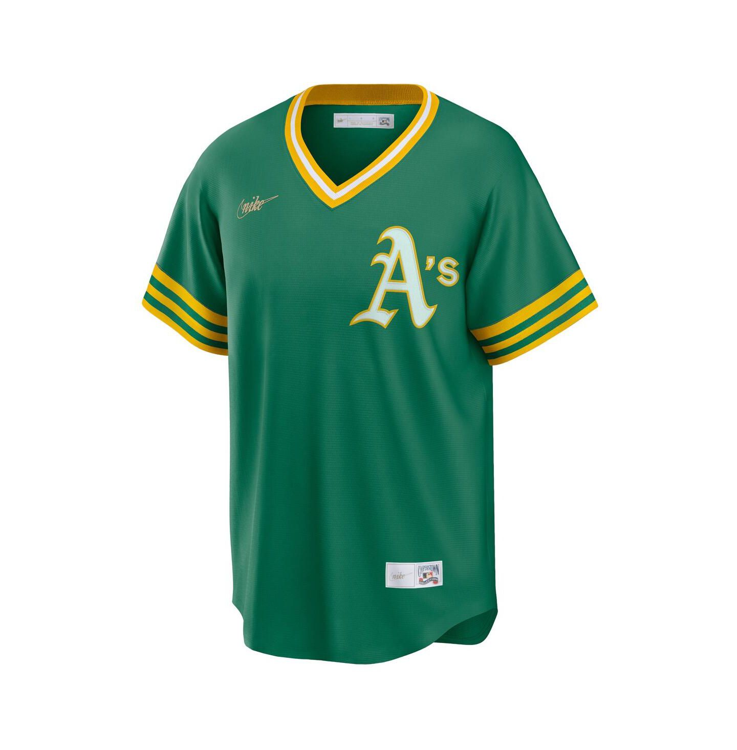 Мужской топ Nike Kelly Green Oakland Athletics Road Cooperstown Collection Team Jersey — фото 3