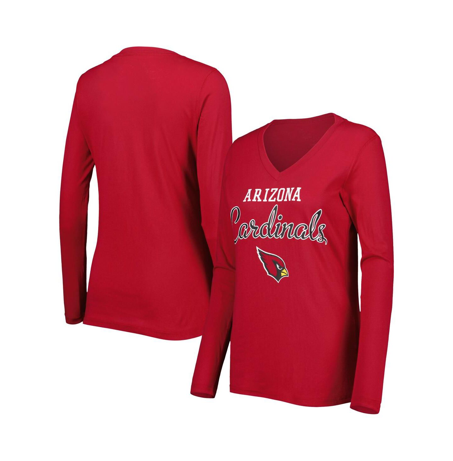 Женская футболка G-III 4Her by Carl Banks Cardinal Arizona Cardinals Post Season Long Sleeve V-Neck — фото 1