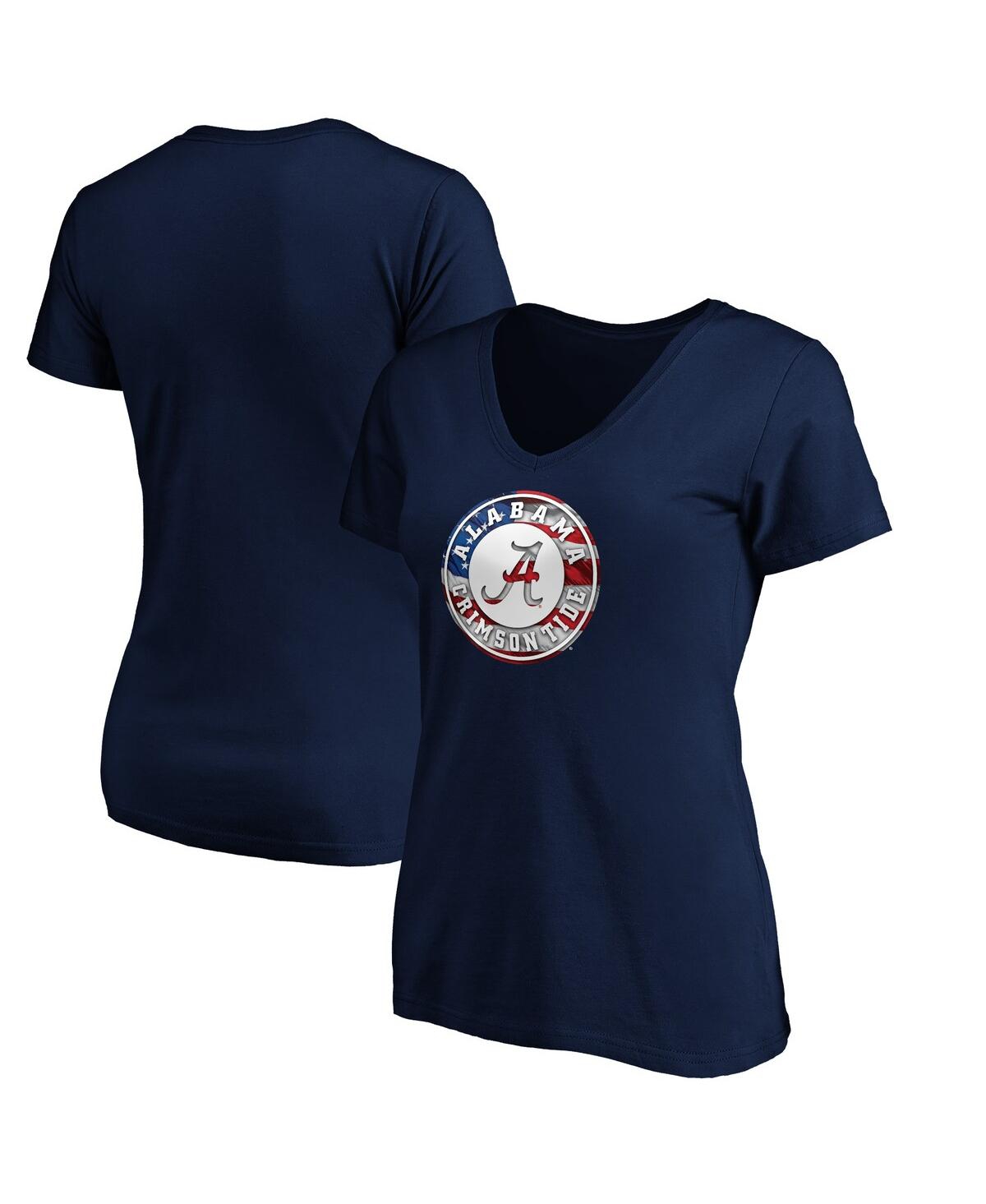 Fanatics Women's  Navy Alabama Crimson Tide Banner Wave V-neck T-shirt In Navy
