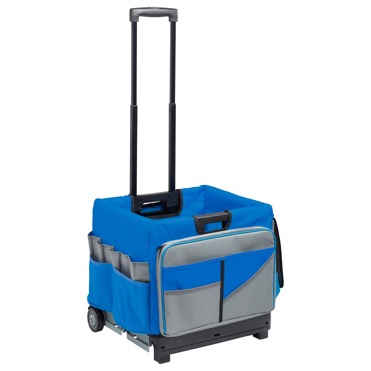Universal Rolling Cart with Canvas Organizer Bag, Mobile Storage, Blue/Grey - Blue/grey