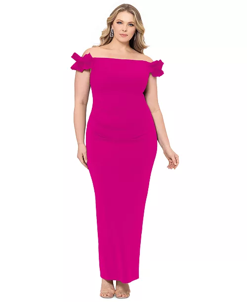 plus size off-the-shoulder sheath dress