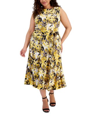 Kasper Plus Size Floral-Print Fit & Flare Dress - Macy's
