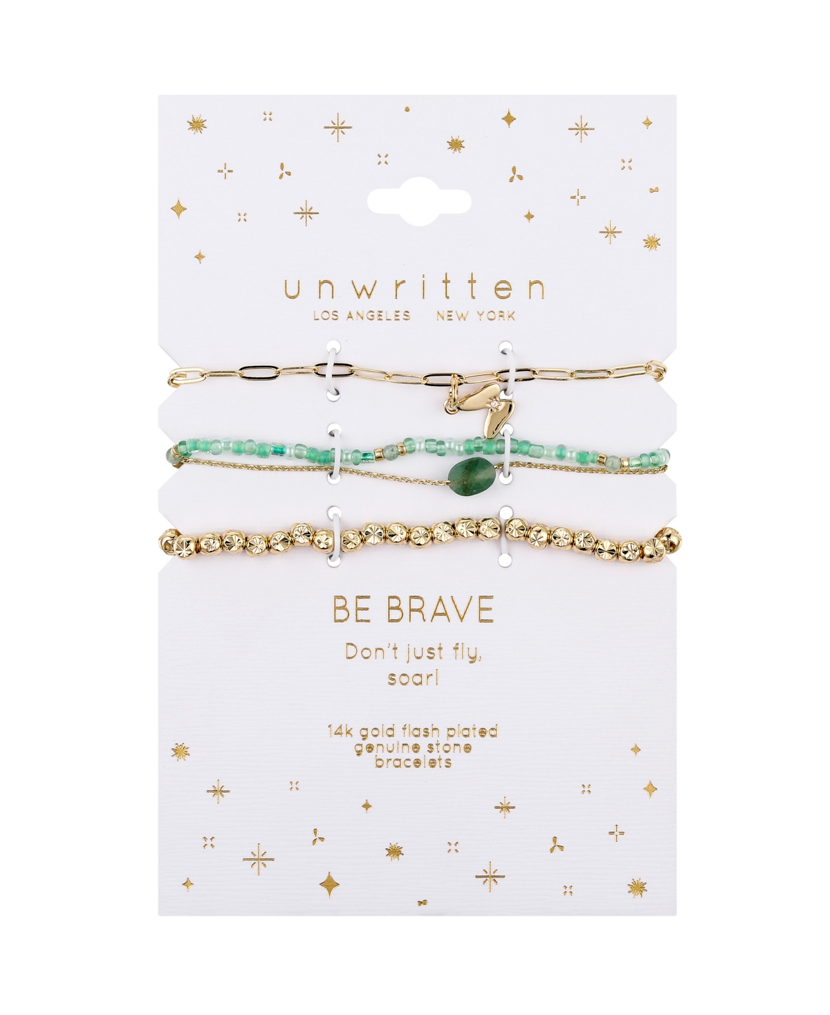 Unwritten Green Aventurine and Cubic Zirconia Butterfly Bracelet Set